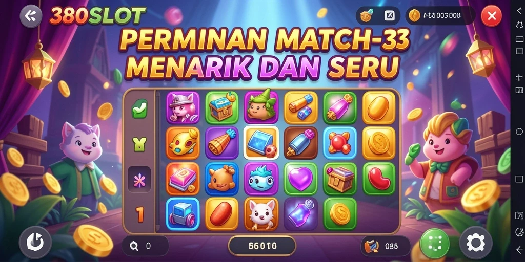 Tangkapan layar utama 380SLOT menunjukkan gameplay seru Match-3.