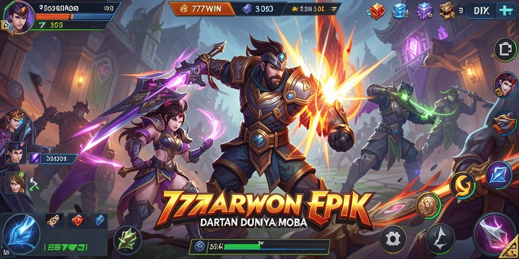 Screenshot gameplay menunjukkan pertarungan tim yang epik dalam 777WIN.