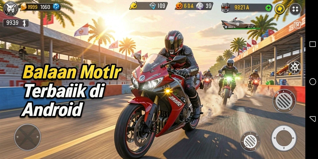 Gameplay mendebarkan dalam balapan motor yang intens.