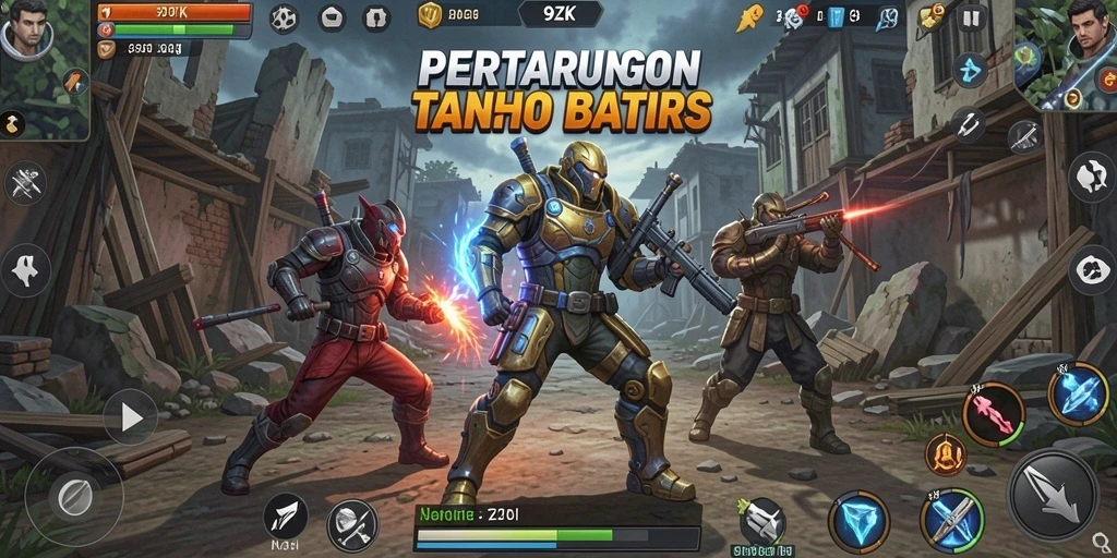 Tampilan aksi mendebarkan dalam game Fighting 9ZK.