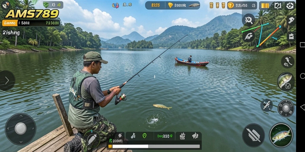 Tampilan gameplay AMS789 dengan suasana memancing yang menakjubkan.