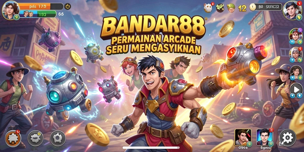 Tangkapan layar utama BANDAR88 menampilkan aksi gameplay arcade yang intens.