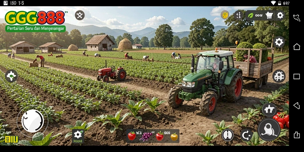 Tampilan screenshot GGG888 menampilkan gameplay bertani yang seru dan interaktif.