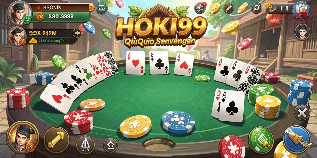 Tampilan gameplay seru HOKI99 dengan kartu QiuQiu.