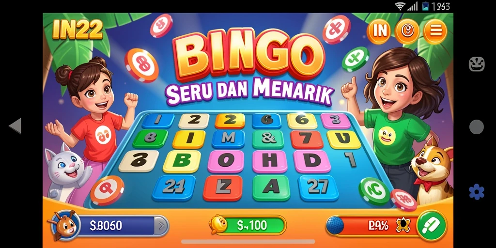Tampilan gameplay Bingo yang seru di IN22.