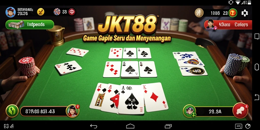 Screenshot gameplay JKT88 menampilkan keseruan permainan Gaple.