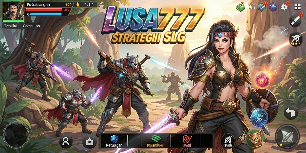 Screenshot LUSA777 menampilkan aksi pertarungan yang intens dalam game SLG.