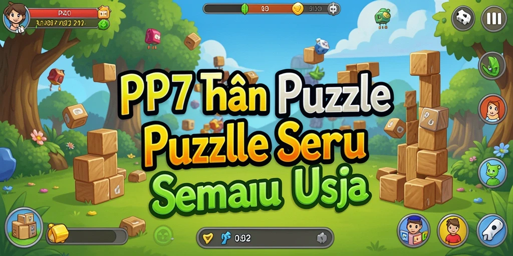 Tampilan permainan PP7 yang penuh warna dengan teka-teki menantang.
