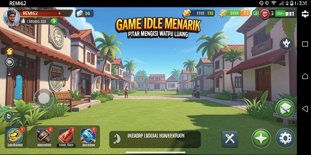 Screenshot gameplay REMI62 menampilkan kemajuan karakter dalam game Idle.