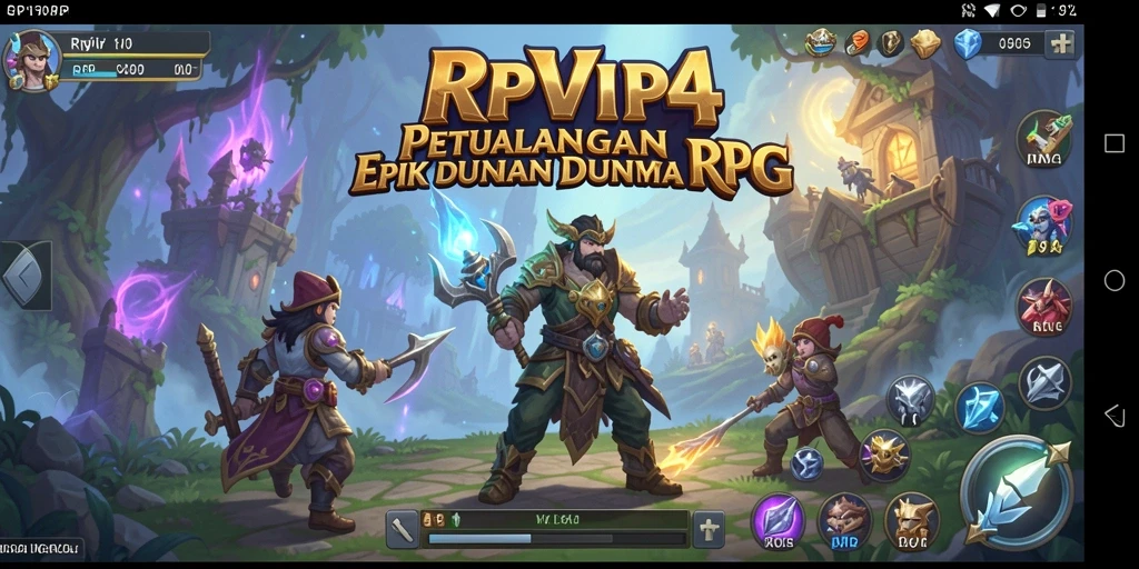 Tampilan utama RPVIP4 dengan karakter dan pertarungan RPG yang mendebarkan.