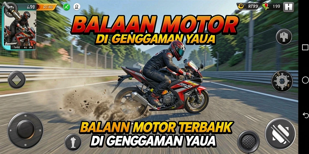 Tampilan gameplay RT99 yang menegangkan di lintasan balapan.