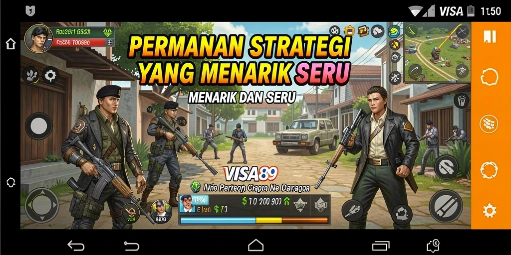 Tangkapan layar utama VISA89 menampilkan aksi strategis yang memukau.
