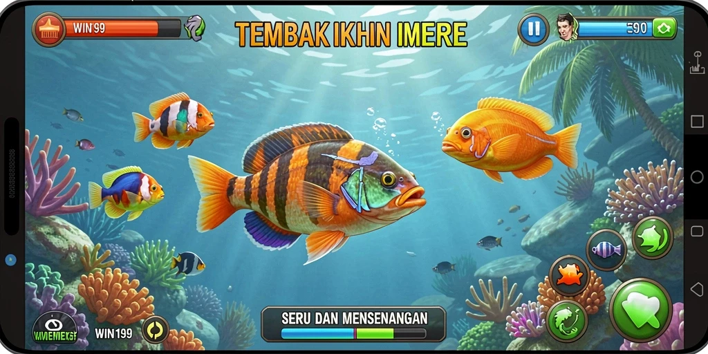 Screenshot gameplay WIN199 menampilkan aksi menembak ikan yang seru.